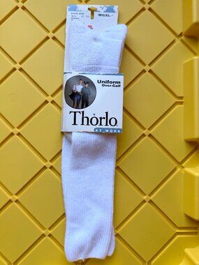 Vintage Thorlo Uniform Over Calf Socks WGXL-13 8.5-12.5 White At Work NWT USA